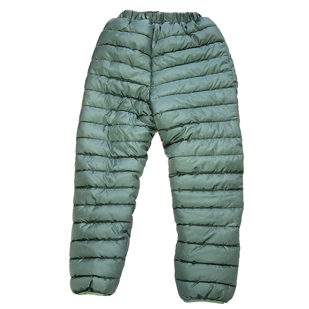 Lands' End Puffer Snow Pants Army Green Unisex Kid's Small 6-7 Fleece Lined EUC